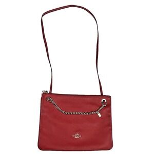 Coach Red Convertible Pebble Leather Red/Gold Classy Hippie Crossbody